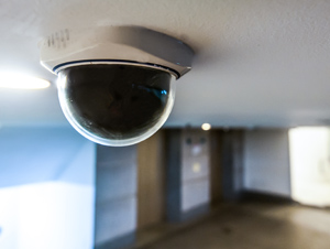 Domed camera in ceiling