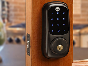 security door with keypad